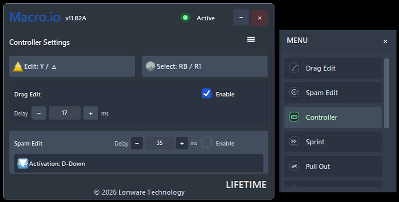 Macro.io controller setup