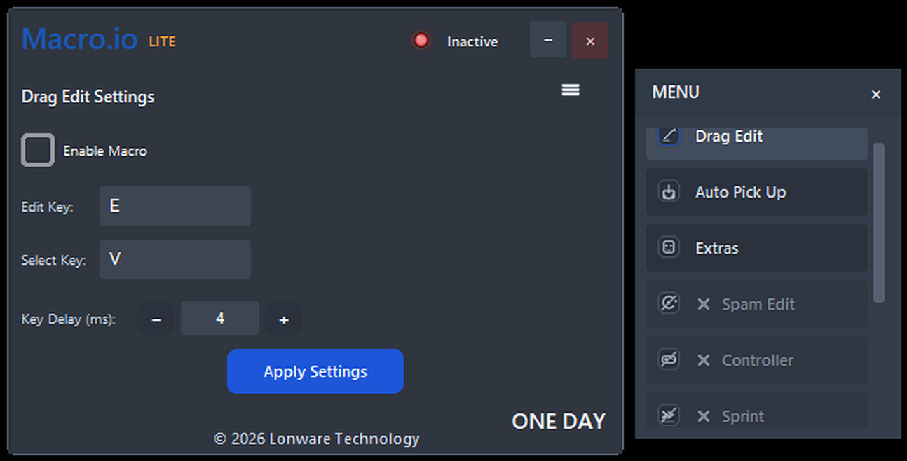 Macro.io Lite interface