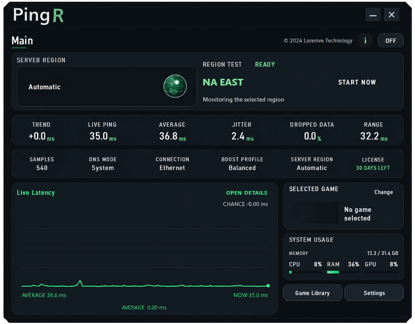 PingR live latency dashboard